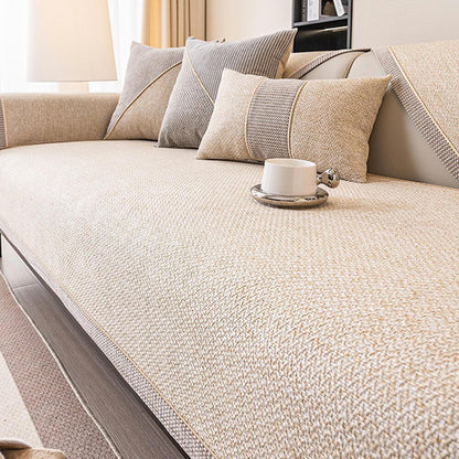 Breathable Woven Cotton Linen Non-Slip Couch Cover