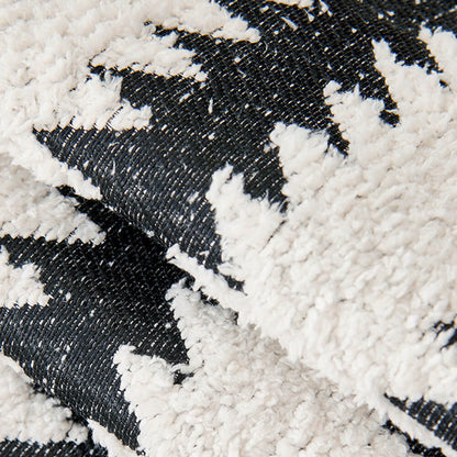 Modern Chevron Stripes Chenille Couch Cover with Wavy Edges