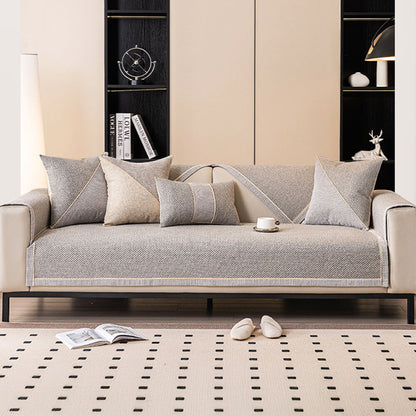 Breathable Woven Cotton Linen Non-Slip Couch Cover